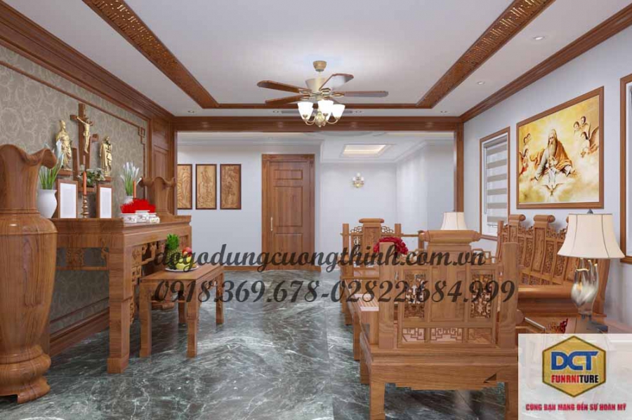 phòng thờ gia tiên nhà rộng